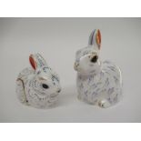 A Royal Crown Derby paperweight "Snowy Rabbit" with gold stopper together with a Royal Crown Derby