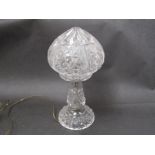 A crystal mushroom lamp. 35cm high.