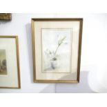 A pair of watercolours of "Lily" and "Laburnum", signed M.