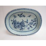 An 18th Century Chinese blue and white platter with butterfly and floral design,