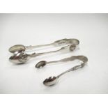 Two pairs of silver sugar tongs with shell relief, including Newcastle 1862 dated,