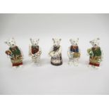 Five Royal Crown Derby mini bears including "Claude Artist",