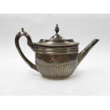 A Thomas & Joseph Guest silver teapot with fluted detail and pine cone finial, London 1805,