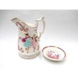 A pink lustre edged earthenware "Polka" jug,