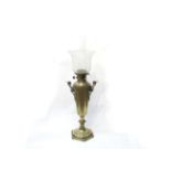 A brass oil lamp,