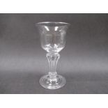 An 18th Century sweatmeat glass with lipped ogee bowl set onan octagonal Silesian stem,