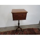 A Victorian and later wine table converted from a dressing table section on tripod base, 65cm high.