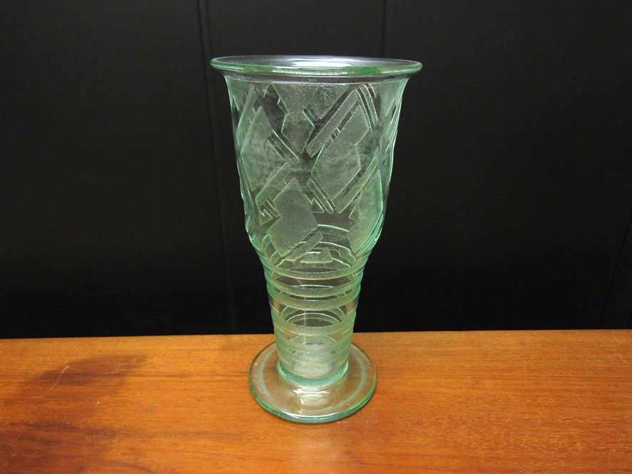 An Art Deco Daum, Nancy bottle green vase of oversized goblet form, - Image 4 of 5