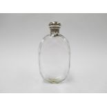 A Victorian cut glass and silver topped flask,