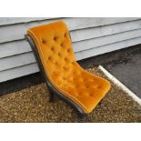 A Victorian nursing chair, bright gold buttoned velour upholstery,