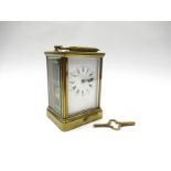 A late 19th early 20th Century French striking carriage clock,
