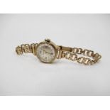 A Sekonda 9ct gold manual wind lady's bracelet watch with 17 jewel movement,