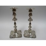 A pair of silver candlesticks, Birmingham 1908,