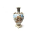 An early 20th Century Satsuma bulbous vase with figural and pagoda scene,