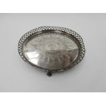 A James Dixon & Sons silver galleried tray, pierced rim, engraved foliage and central monogram,