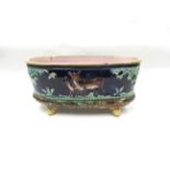 A Majolica footed plant trough with deer in naturalistic setting, 44.