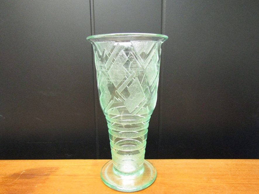 An Art Deco Daum, Nancy bottle green vase of oversized goblet form, - Image 2 of 5