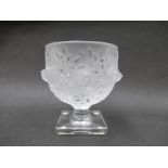 A Lalique "Elisabeth" pattern bowl of goblet form on square foot,