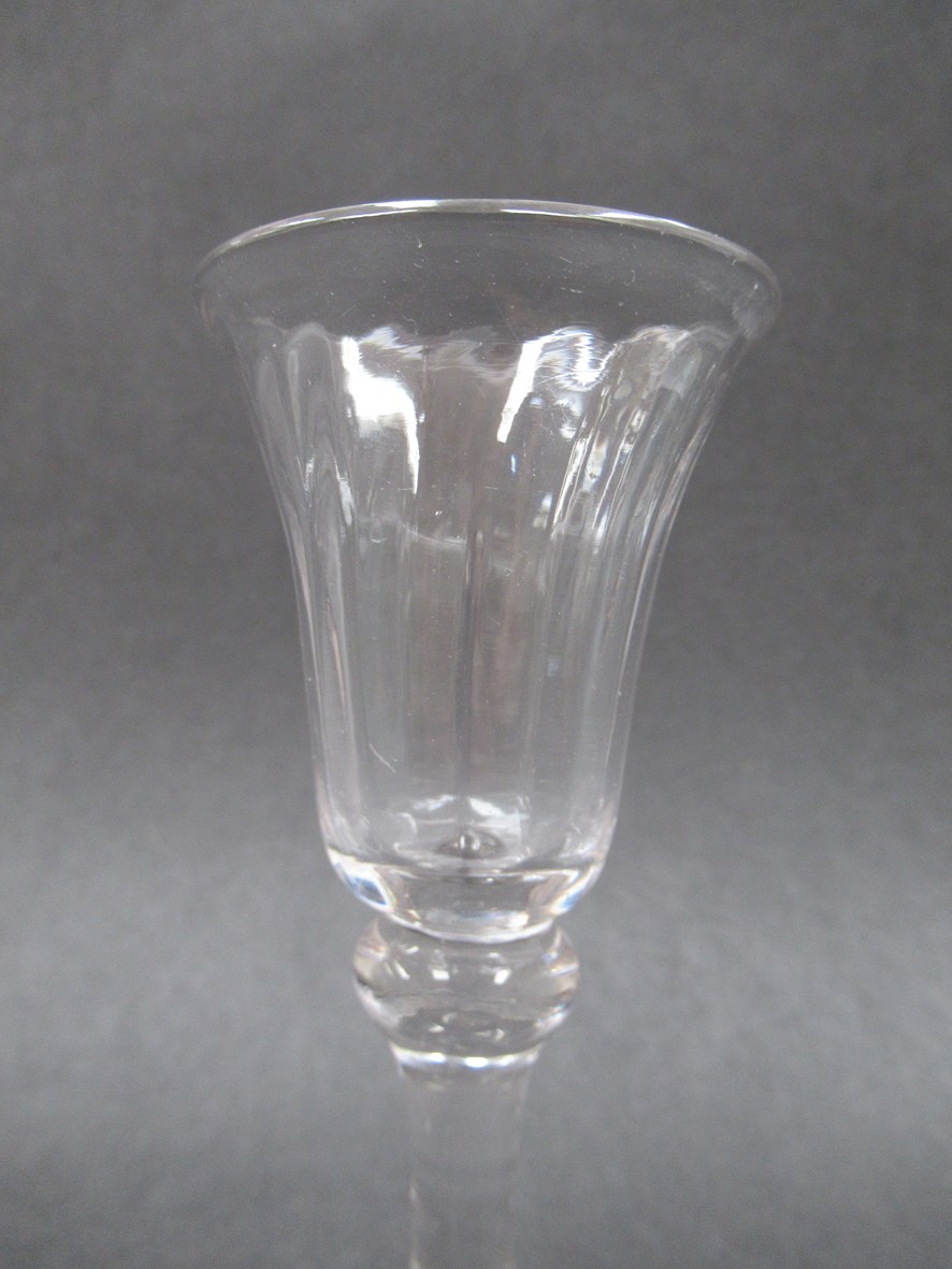 A rare mid 18th Century dram/gin glass with fluted conical bowl, - Image 3 of 4