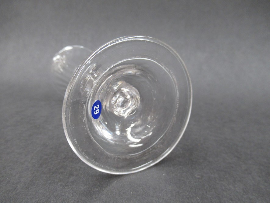 A rare mid 18th Century dram/gin glass with fluted conical bowl, - Image 4 of 4