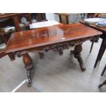 A 19th Century rosewood centre table with facet stem to scroll feet, scrolled dteail to frame,