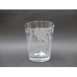 A mid 18th Century finely engraved clear glass commemorative tumbler, inscribed "Betty Lovibond,