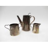 A Viners Limited (Emile Viner) silver three piece bachelor's coffee set consisting of coffee pot