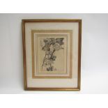 George Edward Collins (1880-1968) Limited Edition etching 7/25 Thrush on blossoming branch,