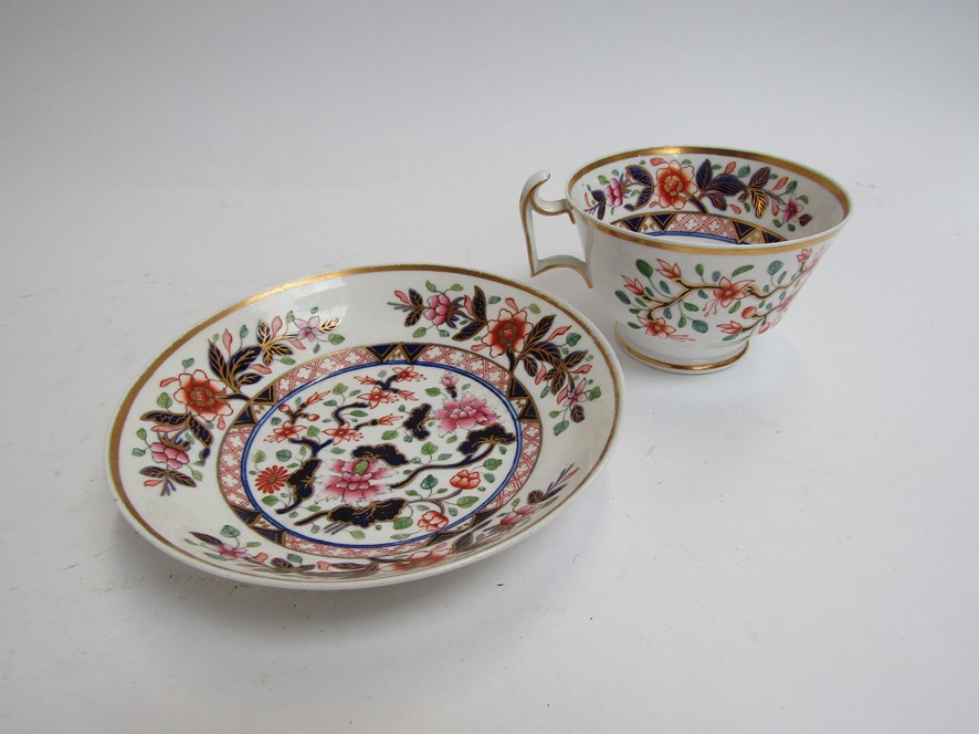 A pair of early 19th Century Spode cups and saucers with London hallmarks - Image 3 of 4