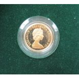 An EIIR 1980 gold proof sovereign with case