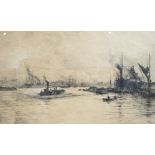 WILLIAM LIONEL WYLLIE (1851-1931) a framed, glazed and mounted etching depicting a framed,