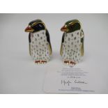 Two Royal Crown Derby penguin paperweights "Rockhopper Penguin" and limited edition "Rockhopper