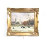 Two oils on board of Wymondham. ARTHUR E DAVIES (1893-1989): Market Cross, 24cm x 29cm, framed.