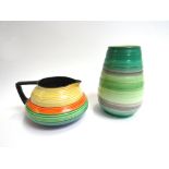 A Shelley retro vase and Carlton Ware jug