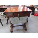 A 19th Century mahogany sewing table with fitted top drawer and key. 72cm high x 58cm wide.