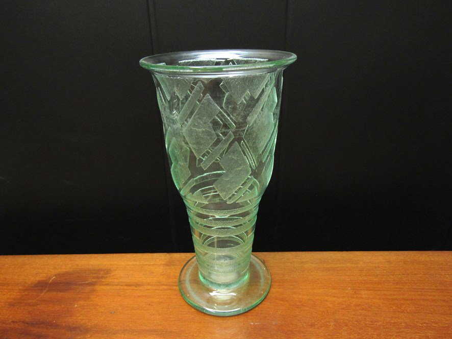 An Art Deco Daum, Nancy bottle green vase of oversized goblet form, - Image 3 of 5