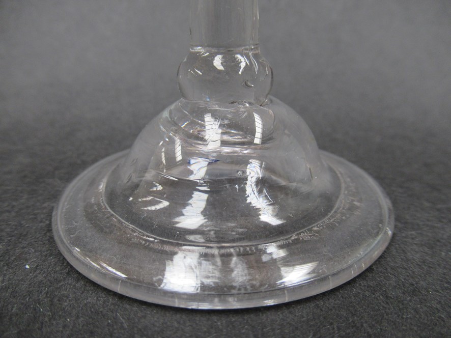 A rare mid 18th Century dram/gin glass with fluted conical bowl, - Image 2 of 4