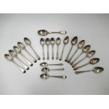 A quantity of silver teaspoons, Georgian and later, including bright-cut detail,