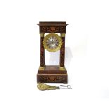 A 19th Century rosewood and satin inlaid French portico mantel clock,