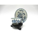 A Lowestoft porcelain blue and white tea bowl and saucer (see patt. on jug no.
