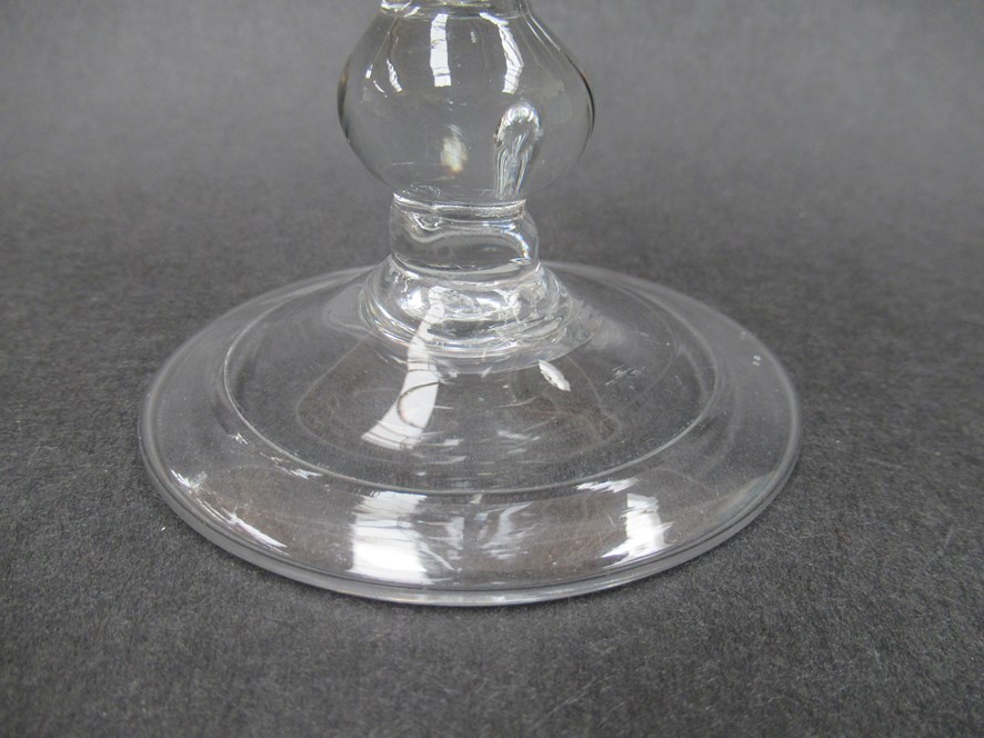 An early 18th Century wine glass with trumpet shaped bowl, solid at the base, - Image 2 of 4