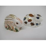 Two Royal Crown Derby rabbit paperweights "Baby Rowsley Rabbit" and "For You Rabbit",