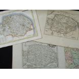 Fiev unframed antique maps of Norfolk