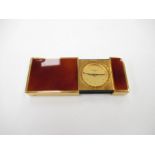 S.T.Dupont, Paris gold plated travel alarm clock in suede pouch, No.