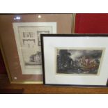 Four antique prints of Norfolk, including mezzotint of Castle Acre priory after John Constable by D.