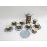 Hornsea pottery, rare "Concord" pattern coffee set in blue colour way,