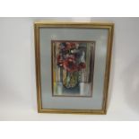 A still-life watercolour of flowers by John Mitchell, signed and dated 1960, framed,