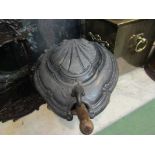 A French cast iron coal bucket with copper scoop