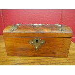 A Victorian twin section tea caddy with metal and faux ivory detail,