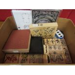 A box of crafts stamps,